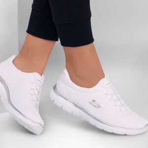 Womens Skechers Trainers Casual Shoes Summits – White – Slip On Foam Size 9